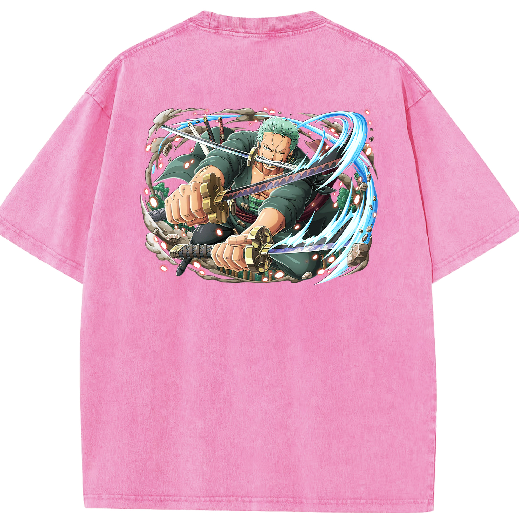 ワンピース ロロノア・ゾロ ONE PIECE Roronoa Zoro 綿100% ヴィンテージ風 半袖Tシャツ（背面プリント）